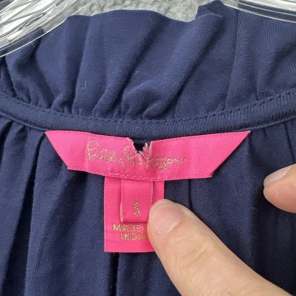 NWOT Lilly Pulitzer Malone Maxi Dress Tiered Navy Blue Preppy Cotton Women Small - Picture 4 of 9